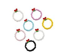 Didiseaon 7pcs Bohemian Style Elastic Beaded Rings for Women Colorful Simple Finger Jewelry with Comfortable Stretch Rope Creative Design for Teens