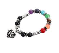 Didiseaon 8mm Black Agate Bracelet for Yoga Natural Stone Seven Chakra Wrist Decoration Elegant Personality Jewelry for Men and Women