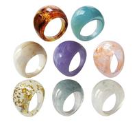 Didiseaon 8pcs Chunky Knuckle Stackable Acrylic Rings for Women Cute Thick Dome Finger Rings Jewelry for Teen Girls Wedding Party Birthday