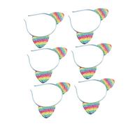 Didiseaon 8pcs Ear Headband Rainbow Hairband Sequins for Girls Women Boys and Girls Cosplay Glittery Cat Ears Headpiece