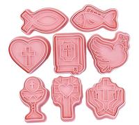 Didiseaon 8pcs Easter Cookie Molds Reusable Baking Tools with Cross Dove and Chalice Designs for DIY Holiday Cookies
