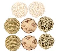 Didiseaon 8pcs Hamster and Bunny Chew Toys Set, Natural Rattan Molar Balls for Small Pets, Pet Chewing Toys for Dental Health, Suitable for Hamsters, Guinea Pigs, and Rabbits Cage Accessories