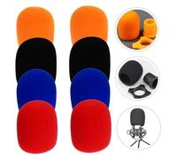Didiseaon 8Pcs Handheld Microphone Sponge Covers Thickened Windscreens for Mic Protection and Noise Reduction Multi-color Red Orange Black for Karaoke and Conference Use