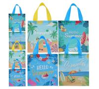 Didiseaon 8pcs Hawaiian Shopping Bags Non-woven Fabric Tote Bags with Handles Practical Tropical Themed for Holding Small Items at Summer Beach Party or Hawaiian Party