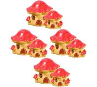 Didiseaon 8pcs Resin Miniature Mushroom House Figurines Garden Ornaments for Fairy Garden Desktop Bonsai Cake Decoration Indoor Outdoor Landscaping