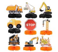 Didiseaon 9pcs Construction Themed Honeycomb Decorations Birthday Party Supplies for Engineering Car Theme Lightweight Paper Ornaments for Festive Scene Layout and Cheerful Atmosphere