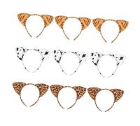 Didiseaon 9pcs Kawaii Leopard Print Cat Ears Headband Set Soft Fuzzy Hair Hoops for Spa Cosplay Costume Parties and Holiday Events Gift