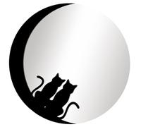 Didiseaon Acrylic Mirror Wall Decor with Cat and Moon Pattern, Black Acrylic Material, Easy to Apply and Leaves No Stains, for Bedroom or Children's Room Decoration