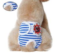 Didiseaon Adjustable Stripe Pattern Dog Diapers for Female Dogs Comfortable Sanitary Pants to Prevent Stains and Embarrassment Breathable Material for Indoor Use Blue