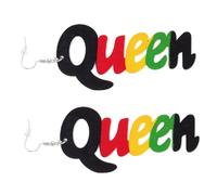 Didiseaon African Wood Queen Letter Earrings Creative Dangle Earrings for Women Unique Round Print Design Stylish Ear Jewelry for Fashion Lovers