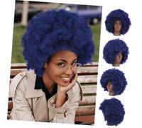 Didiseaon Afro Curly Wig Navy Blue Heat Resistant Synthetic Hair for Black Women Soft Bouncy Natural-looking Afro Wig with Breathable Cap for Cosplay Halloween and Theme Parties