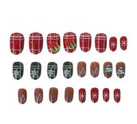 Didiseaon Almond-shaped False Nails Medium Full Cover for Christmas Holiday Fake Nails Almond Shape Wear at Winter Party Glue Snowflake Tree Design
