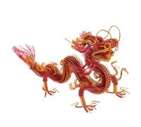Didiseaon Aluminum Wire Dragon Statue Red Colored Dragon Decor Chinese Auspicious Desktop Office Wealth Prosperity Ornament Tabletop Decoration for Home