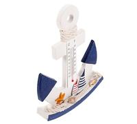 Didiseaon Anchor Shaped Wooden Thermometer Ornament Retro Mediterranean Ocean Theme Home Temperature Gauge Decorative Accent for Bedroom Living Ocean Lovers