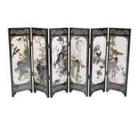 Didiseaon Antique Style Mini Decorative Screen Model with Chinese Lacquer Finish, Desktop Room Divider for Office and Home Accessories, Photography Prop with Bird and Flower Pattern