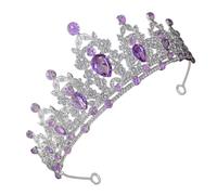 Didiseaon Baroque Crown for Brides Adorned with Rhinestones and Vibrant Purple Colors, Zinc Alloy Bridal Wedding Tiara Headpiece for Princess Birthdays and Quinceañeras