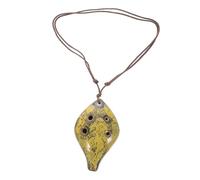 Didiseaon Beginner 6 Hole Ocarina Necklace Lovely Leaf Shaped Practice Wind Instrument for Children Dolomite Material Creative Kiln Colour Random White Porcelain
