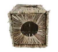 Didiseaon Beige Straw Woven Rabbit House Providing Enough Space for Activities and Safe to Bite Folding Rabbit Sleeping Nest for Small Pets Such as Hamsters Guinea Pigs