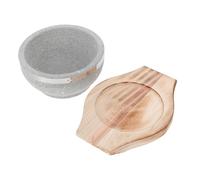 Didiseaon Bibimbap Stone Bowl with Wood Tray Korean Soup Vessel for Cooking Bibimbap and Hot Soups Smooth Edge Korean Stoneware for Even Heating and Table Protection