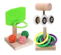 Didiseaon Bird Basketball Training Toys to Improve Physical Activity and Health 3 Sets Random Color with Wooden Skateboard and Ring Hoop for Parrots and Birds