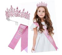 Didiseaon Birthday Sash Crown for Women Girls Birthday Decor Adjustable Belt Crystal Princess Tiara Party Accessory Set