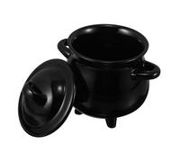 Didiseaon Black Ceramic Witch Cauldron Candy Bowl with Lid Sturdy Spooky Cauldron Mug for Halloween Party Decor Magical Soup Mug for Fantasy Themed Dining and Candy Serving