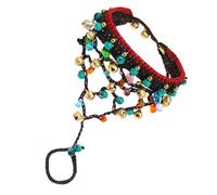 Didiseaon Bohemian Style Braided Turquoise Glass Beaded Integrated Finger and Wrist Bracelet for Handmade Ethnic Boho Wrist Chain Jewelry