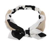 Didiseaon Bow Hair Band with Cross Bowknot, Sweet Women’s Headband in Milk Pattern and Apricot Rabbit, Soft Hair Accessory for Autumn Winter Casual Wear