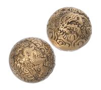 Didiseaon Brass Exercise Balls 2pcs Set 500g Hand Fitness Balls Smooth Rotating Hand Exercisers for Finger Strengthening and Grip Training Traditional Chinese Dragon Phoenix Design for Elderly