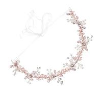 Didiseaon Bridal Headwear Pearl Headband Wedding Hair Accessory Alloy Flower Headpiece for Bride Elegant Rhinestone Headband