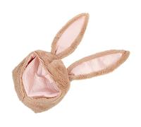 Didiseaon Brown Plush Bunny Ears Hood Christmas Warm Rabbit Ear Headband Hook and Loop Chin Strap Stuffed Animal Costume Cap for Adults Winter Holiday Wear