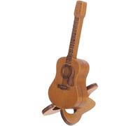 Didiseaon Brown Wooden Guitar Shape Pick Holder Box with Easy to Open and Close Design, Portable Guitar Picks Storage Case for Bass Plectrums and Small Things