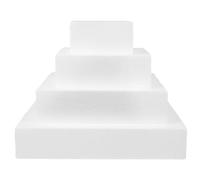 Didiseaon Cake Dummies Reusable and Glueable 4pcs White Foam Square Fake for Practicing Cake Decorating for Wedding Display and DIY Decoration