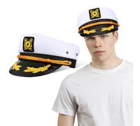 Didiseaon Captain Hat: Adjustable Sailor Hat Adult Yacht Captain Cap Captains Costume Men Party Attire Women Marine Accessory White Navy Cap for Halloween Cosplay