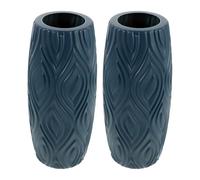 Didiseaon Cemetery Flower Vase Difficult to Tip Blue Plastic 2pcs with Weighted Stable Base and Thickened Structure and Keeps Floral Arrangements Fresher, for Mountain Graveyards