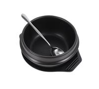Didiseaon Ceramic Bibimbap Cooking Pot Non Stick Korean Stone Casserole with Heat Resistant Tray and Spoon for Home Use for Braised Chicken Rice and Soup Rice Meals