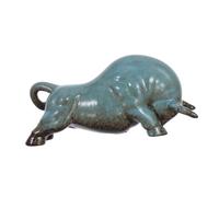 Didiseaon Ceramic Chinese Zodiac Cow Figurine Ox Tea Pet for Fortune Feng Shui Bull Sculpture Desk Decor Home Office Display Decorative Craft