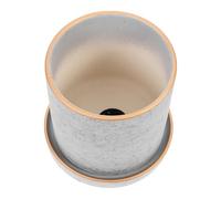 Didiseaon Ceramic Flower Pot and Planting Basin for Indoor Use, 11cm Grey European Style with Saucer, Household Gardening Flower Container for Desktop Succulent and Small Plants