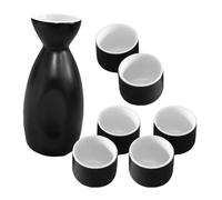 Didiseaon Ceramic Japanese Sake Set with Sturdy Sake Warmer Pot and Black Ceramic Wine Cups, Elegant Traditional Style for Japanese Restaurants and Family Gatherings, Heat Retention Carafe