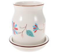 Didiseaon Ceramic Kitchen Utensil Holder with Drain Holes, Modern White Cutlery Crock for Draining Water, Elegant Spoon and Chopstick Holder Suitable for Household Kitchen Supplies