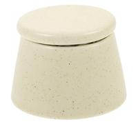 Didiseaon Ceramic Nail Dappen Dish with Wooden Lid for Acrylic Powder Mixing Versatile Beige Manicure Nail Brush Cup