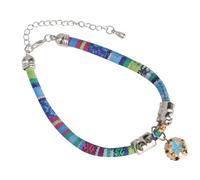 Didiseaon Chic Bohemian Cat Collar with Adjustable Breakaway Buckle and Bell Ethnic Style Necklace for Kittens and Cats Quick Release Safety Feature Blue