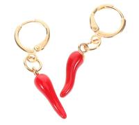 Didiseaon Chili Pepper Hoop Earrings for Women Unique Italian Horn Design Fashionable Red and Gold Color Statement Jewelry for Casual and Hip Hop Style