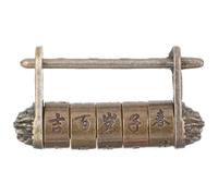 Didiseaon Chinese Ancient Style Combination Password Padlock, Vintage Carved Retro Lock with Chinese Characters, Small Antique Decorative Padlock for Jewelry Box and Home Security