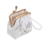 Didiseaon Chinese Style Embroidered Coin Purse Small Makeup Case Embroidery Lock Clasp Clutch Wallet Coin Pouch Holder Double Clasp Closure Wallet Embroidery Lock Clutch Bag Floral Bag
