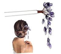 Didiseaon Chinese Style Hair Stick with Glazed Flower Pendant Elegant Tassel Hairpin for Women Traditional Hanfu Accessory Comfortable Non-damaging Hair Bun Pin Idea