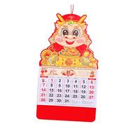 Didiseaon Chinese Style Hanging Calendar Red Board Monthly Wall Mounted Lunar Year of Dragon Calendar Home Decoration with Double Coil Binding and Traditional Year Symbols