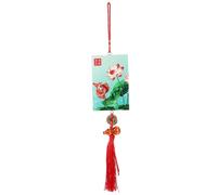 Didiseaon Chinese Wood Lotus Pendant with Five Emperor Coins Tassel Ornament for Home and Car Decoration Feng Shui Charm for Spring Festival Indoor Outdoor Hanging Decor