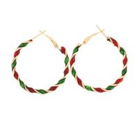 Didiseaon Christmas Geometric Hoop Earrings 4Cm Spiral Wreath Candy Cane Xmas Earrings Lightweight Holiday Jewelry for Women Party Festivities