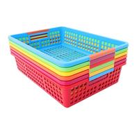 Didiseaon Classroom Turn in Trays and Plastic Mesh Storage Baskets, Colorful A4 Paper Organizer Bins for Elementary Classroom Desk Use, 6pcs Set (red, Pink, Orange, Yellow, Green, Blue
